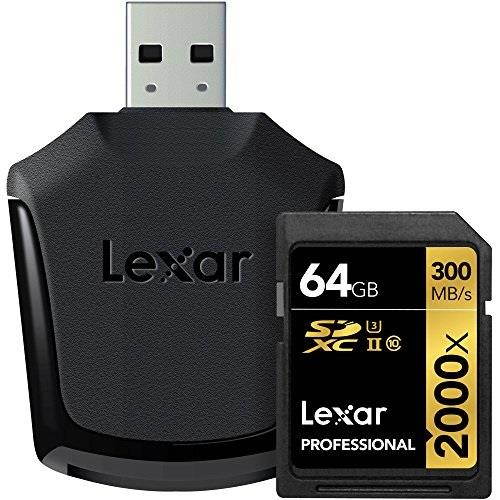 lexar professional 2000x 64gb sdxc uhsii card with reader