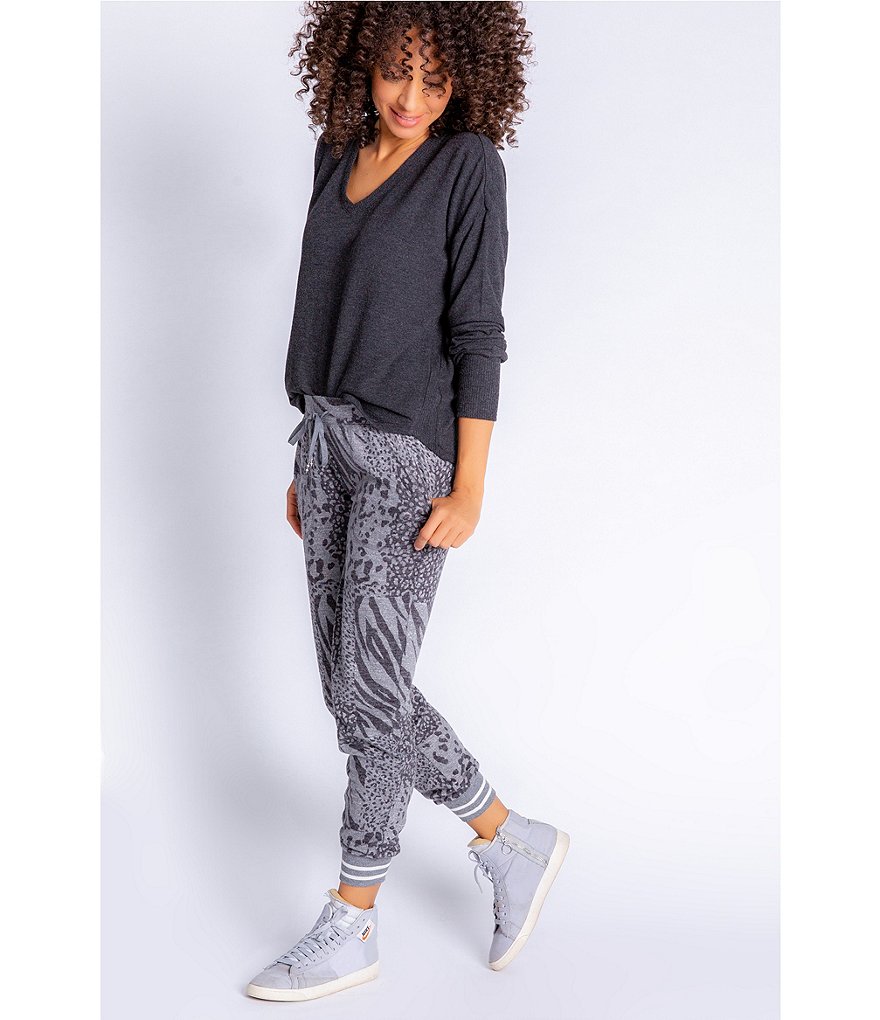 PJ Salvage Animal Patch Print Knit Coordinating Lounge Joggers