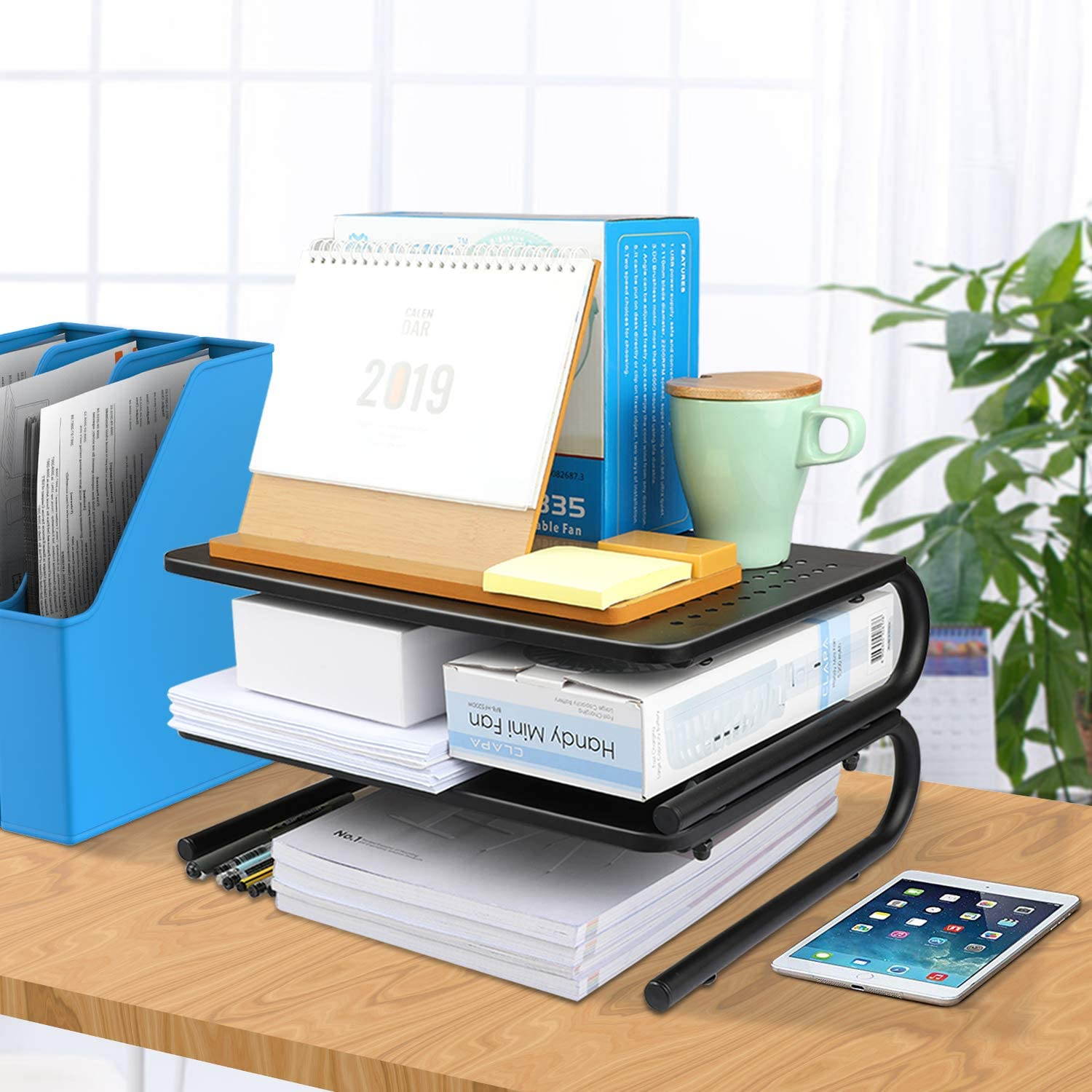 Monitor Stand Riser with Vented Metal for Computer, Laptop, Desk, Printer with 14.5 Platform 4 inch Height (Black, 2 Pack)