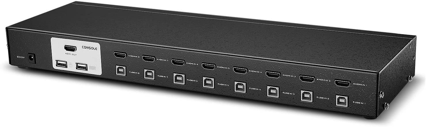 TNP KVM Switch HDMI (8 Port) Support 1080p Resolution HDCP w/ 8 HDMI & USB Cables Push Button, Hot Key Control Selector Rack Mount Adapter Hub for Computer PC Laptop Notebook Monitor Keyboard Mouse