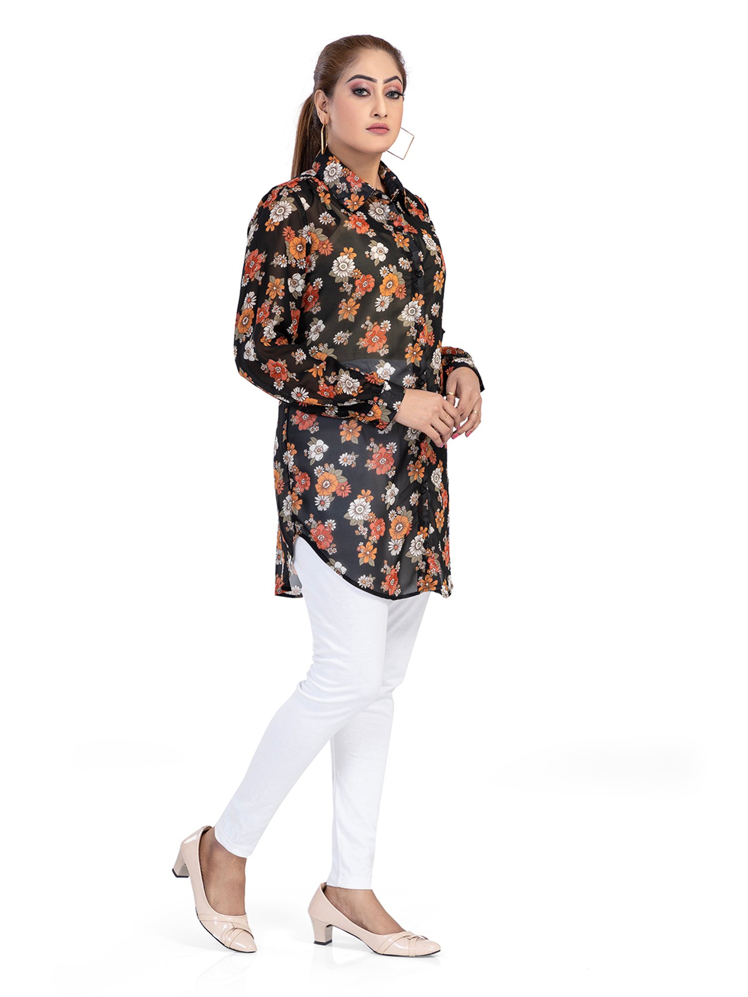 Nino Bambino Black Printed Long Shirt