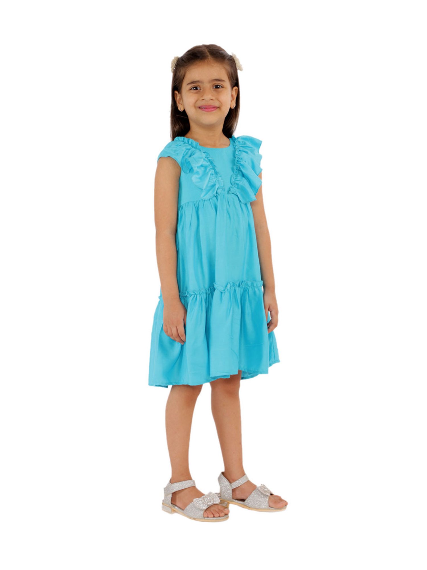 KidsDew Kids Blue Solid Dress