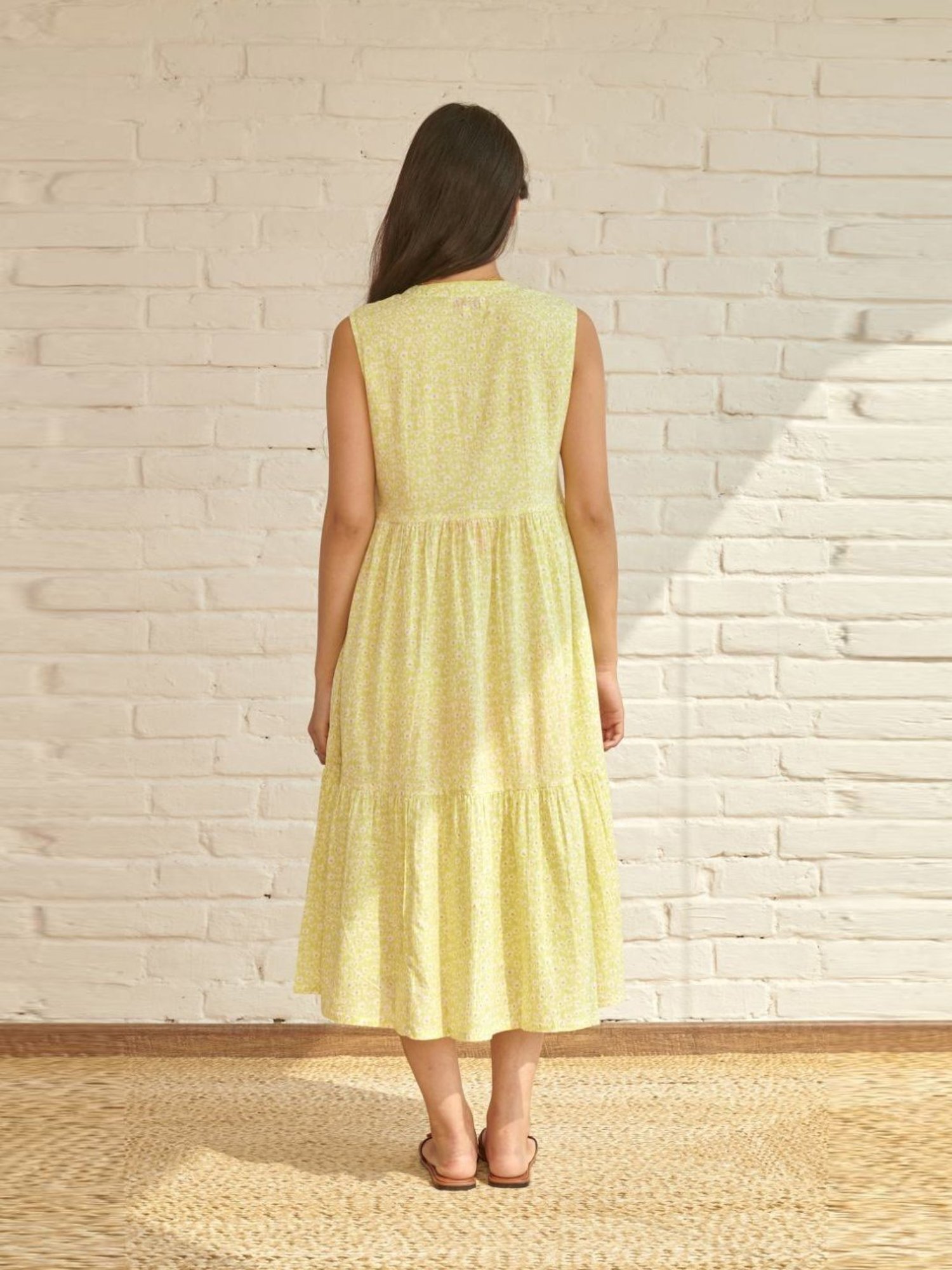 Prakriti Jaipur Green Flora Midi Dress