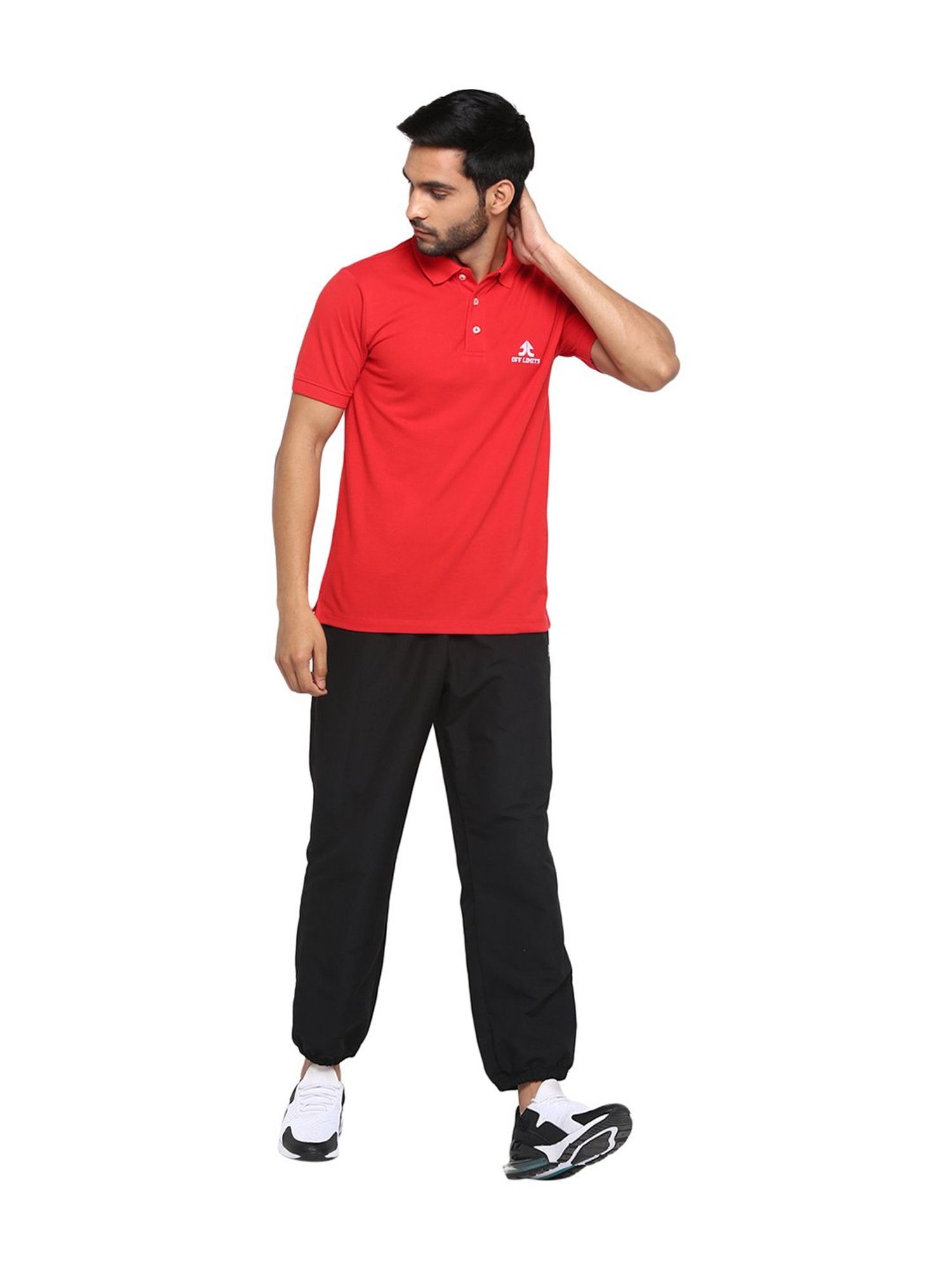 OFF LIMITS Red Short Sleeves Solid Polo T-Shirt
