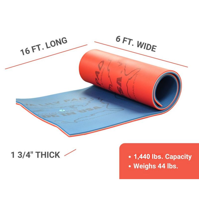 Aqua Lily Pad 16 Ft All American 3 Layer Water Playground Floating Foam Island Bundle with Mesh Vented Nylon Storage Bag for 16, 20, and 22 Foot Pads