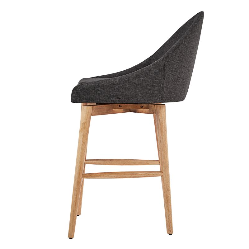 Set of 2 24" Conrad Natural Danish Modern Swivel Counter Height Barstools Charcoal - Inspire Q