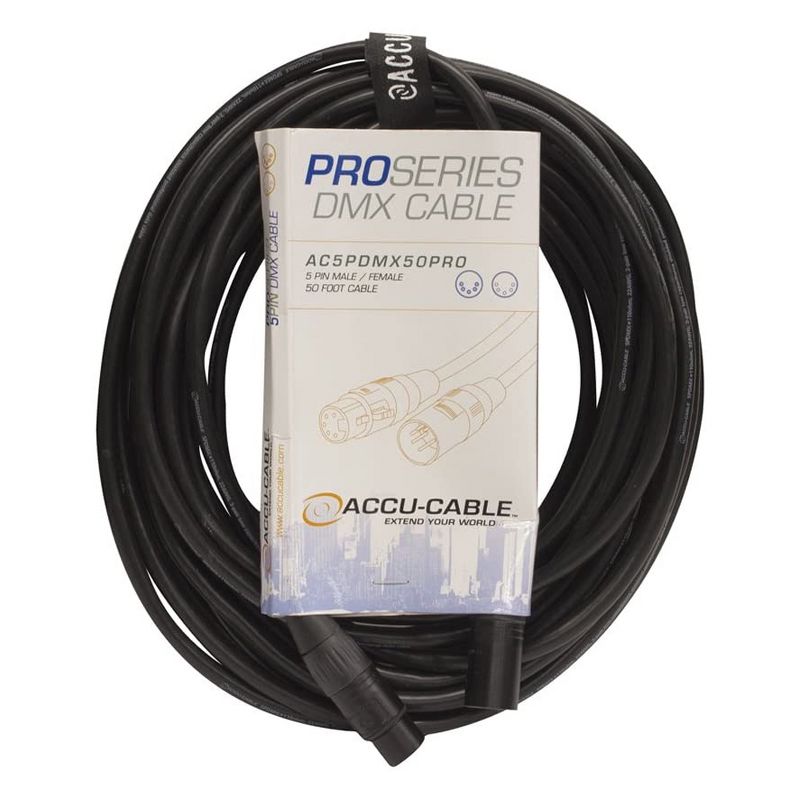 ADJ Pro Series Heavy Duty DMX Cable for Lighting Systems, 50 Feet Length, 5-Pin Male / Female, 110 Ohms