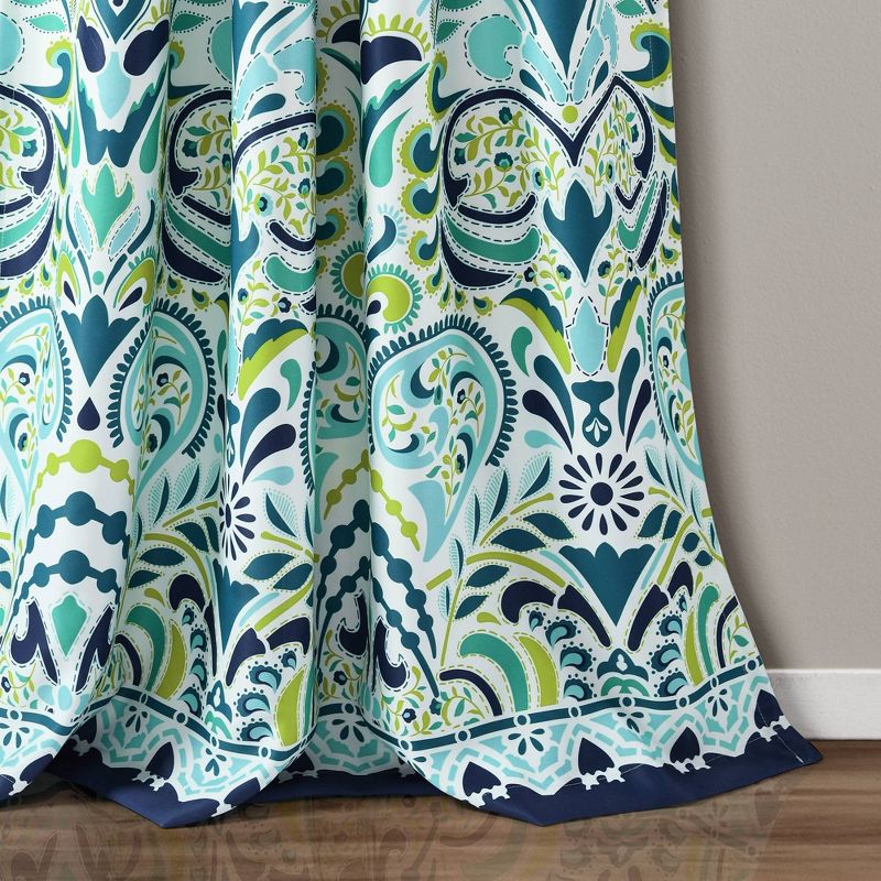Set of 2 84"x52" Clara Room Darkening Window Curtain Panels Blue/Green - Lush Décor