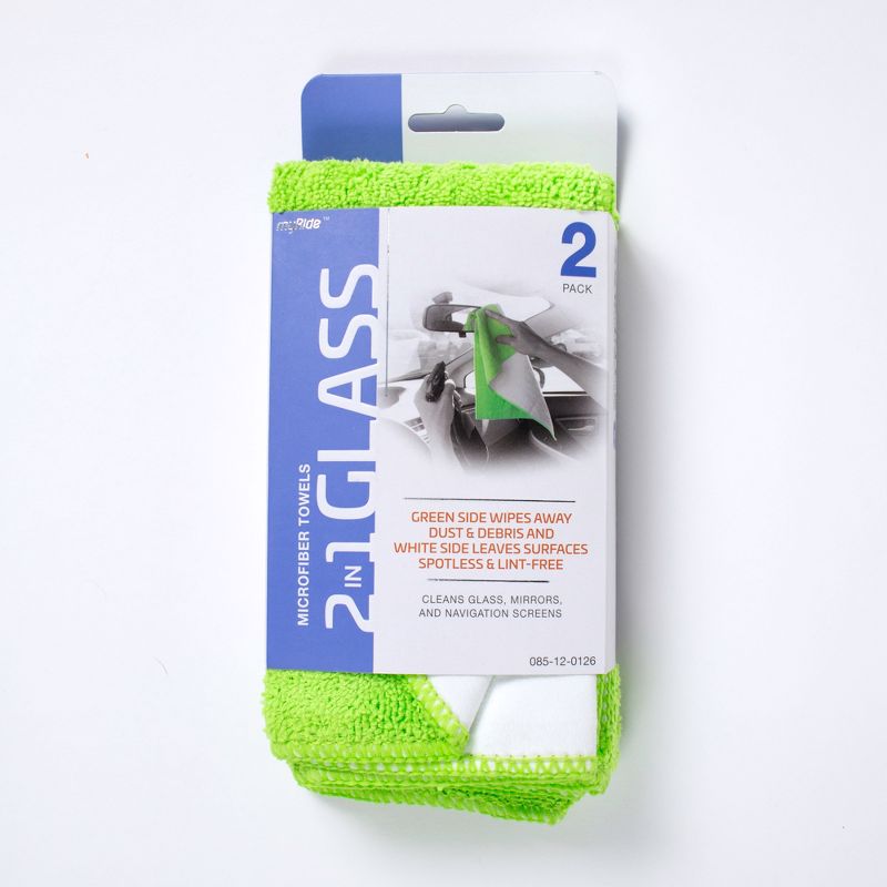 MyRide 2ct 2 in 1 Microfiber  Glass Cleaning Towels Green