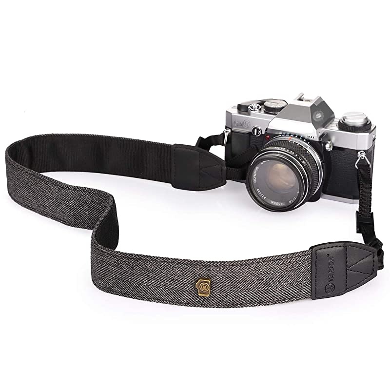 Camera Shoulder Neck Strap Vintage Belt for All DSLR Camera Nikon Canon Sony Pentax Classic White and Black Weave Upgraded Version