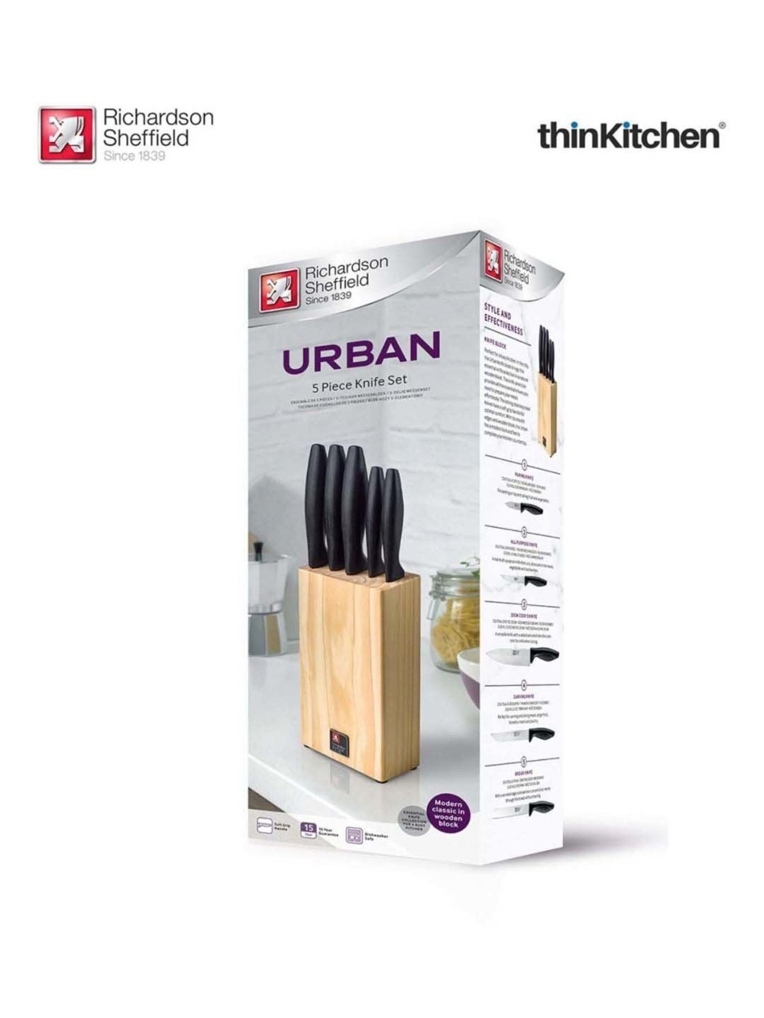 Richardson Sheffield Urban Silver Stainless Steel 5Pc Knife Set