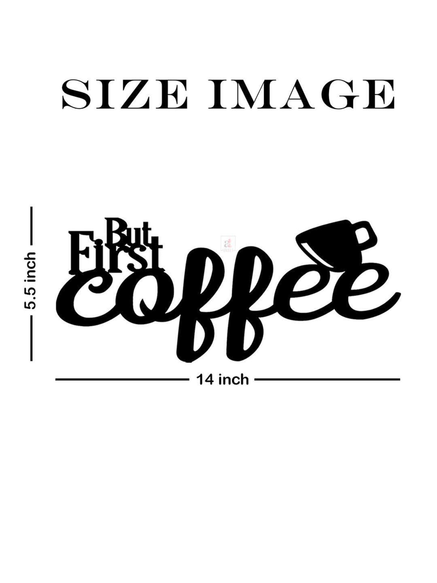 Art Street But First Coffee MDF Black Wood Cutout Ready To Hang Wall Decor