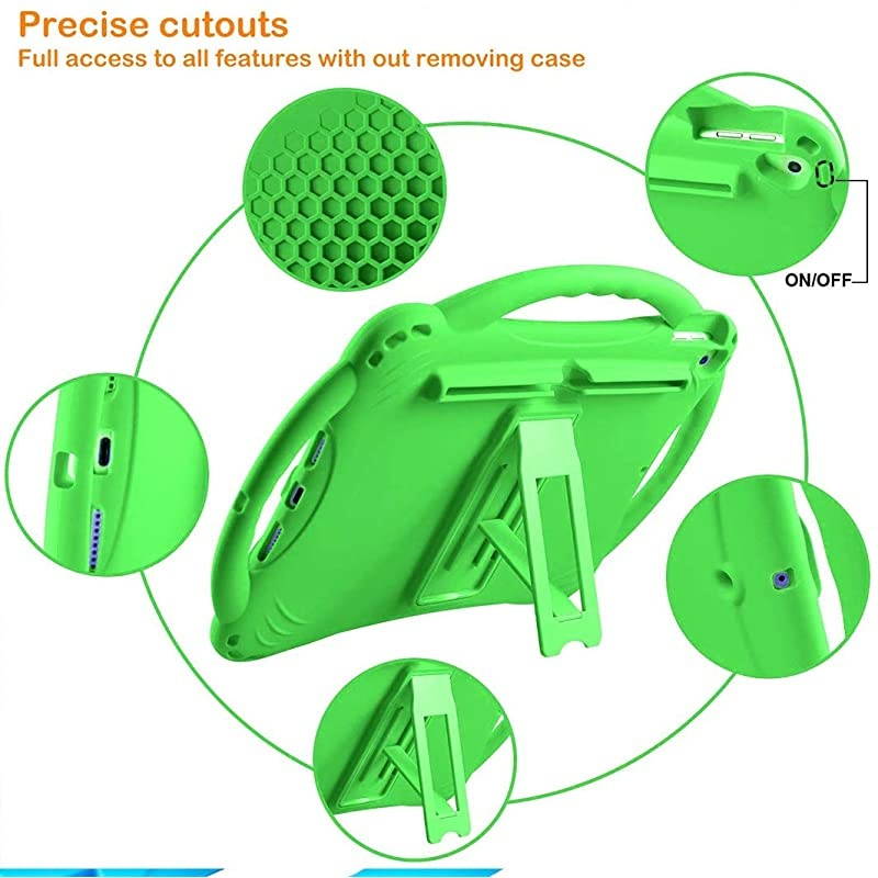 Kids case for New ipad 10.2 2020/2019, iPad 8th/7th Generation Case for Kids,with Tempered Glass Screen Protector and Strap,Premium Silicone Shockproof ipad 10.2" 2020/2019 Cover.. (Green)