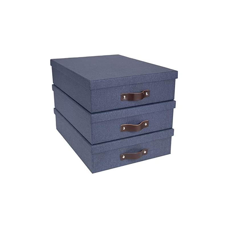 Oskar Canvas Fiberboard Document Letter Box, 3.3 x 10.2 x 13.8 in, Blue