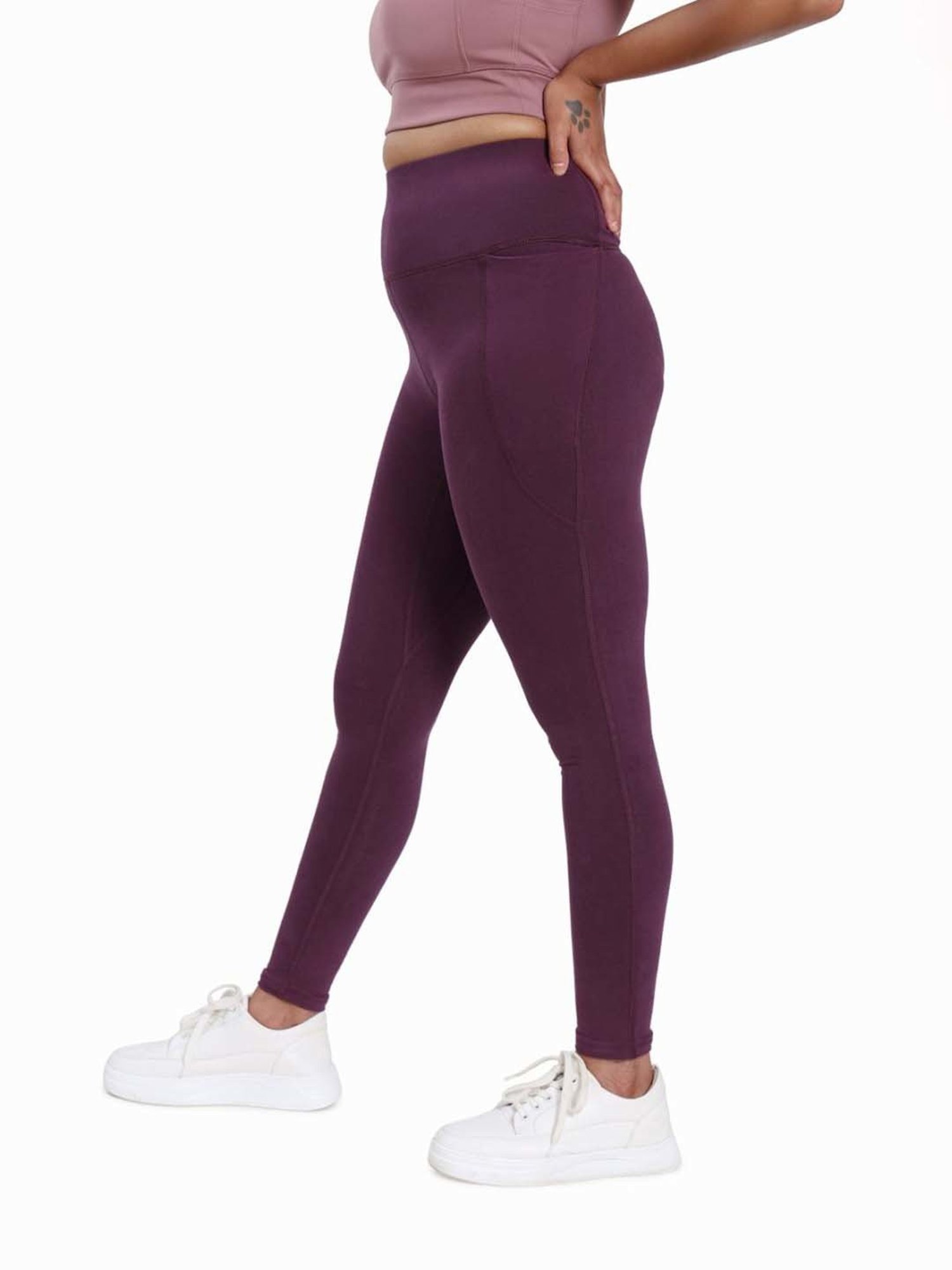 BlissClub Purple Cotton Sports Leggings