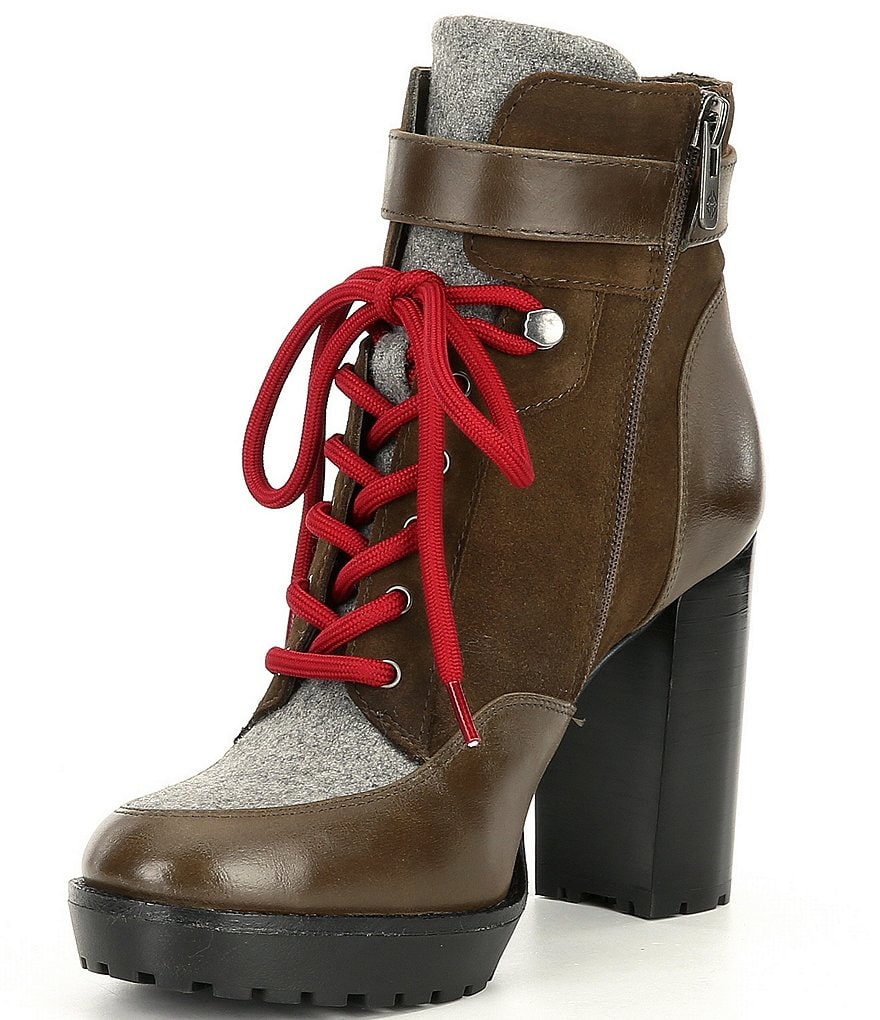 bionica Denali 2 Collection Derinda Waterproof Leather Block Heel Lug Sole Combat Booties