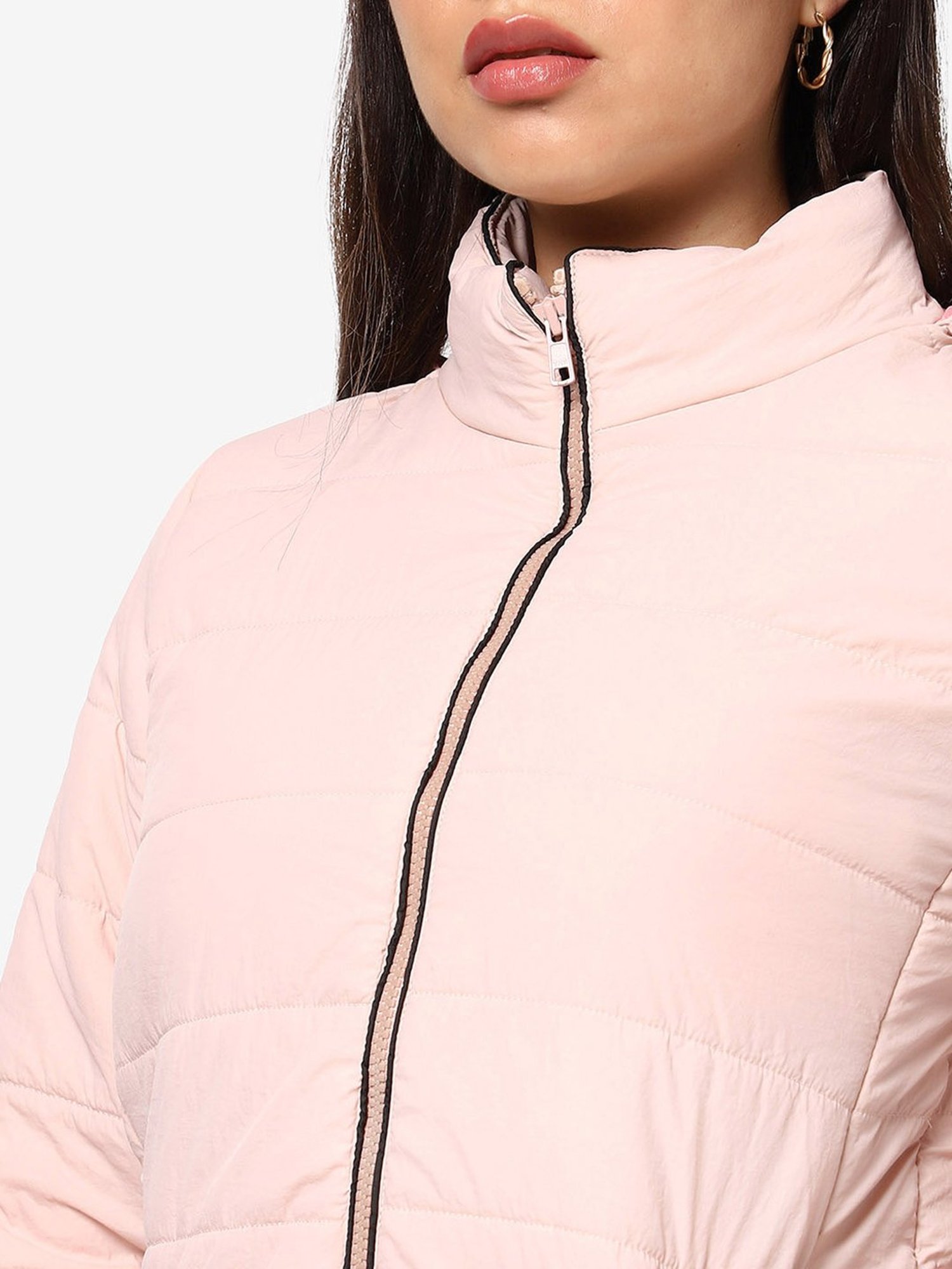 Campus Sutra Pink Regular Fit Bomber Jacket