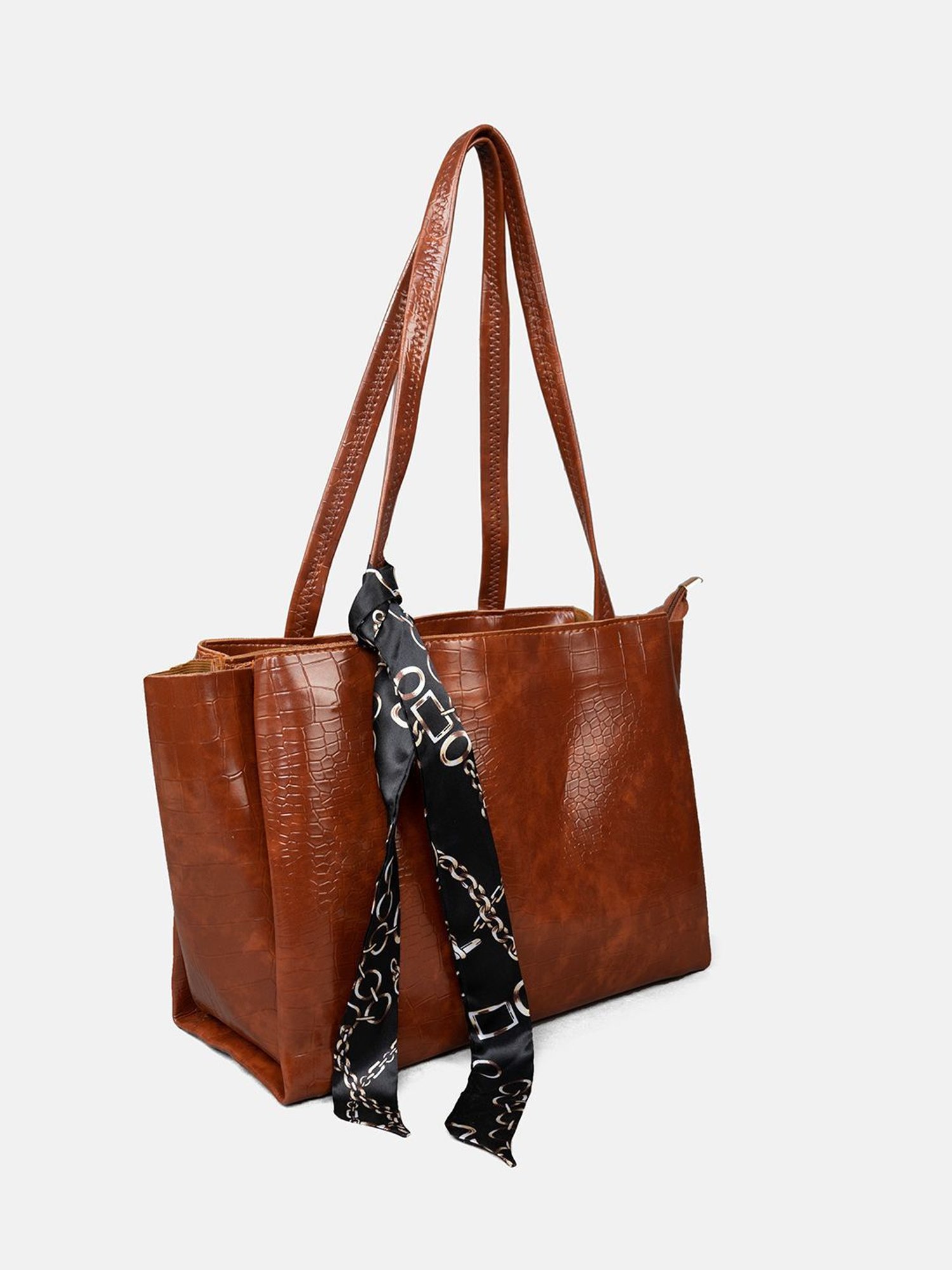 Gaurapakhi Brown Textured Large Tote Bag