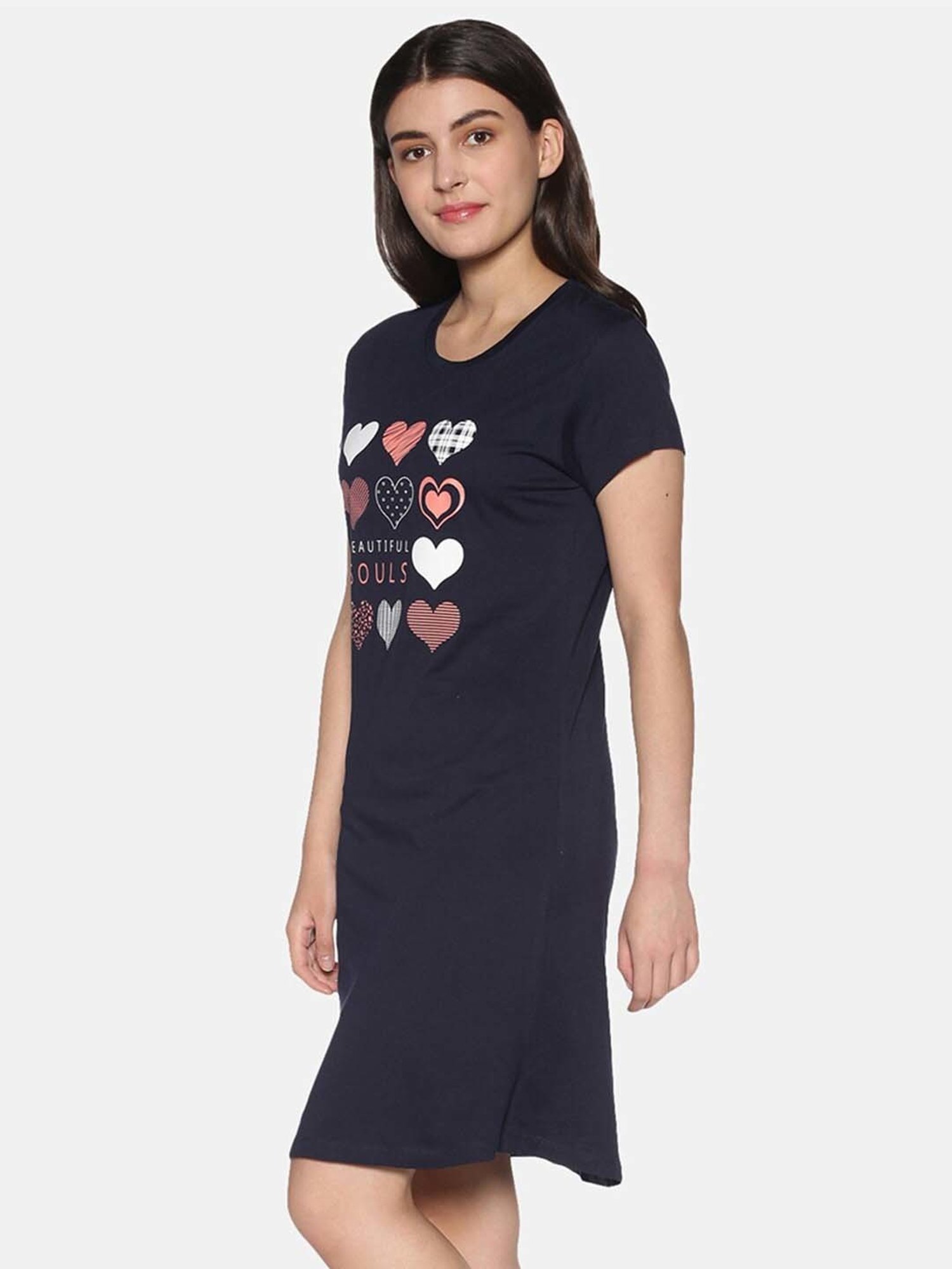 TWIN BIRDS Blue Printed Sleep Tee