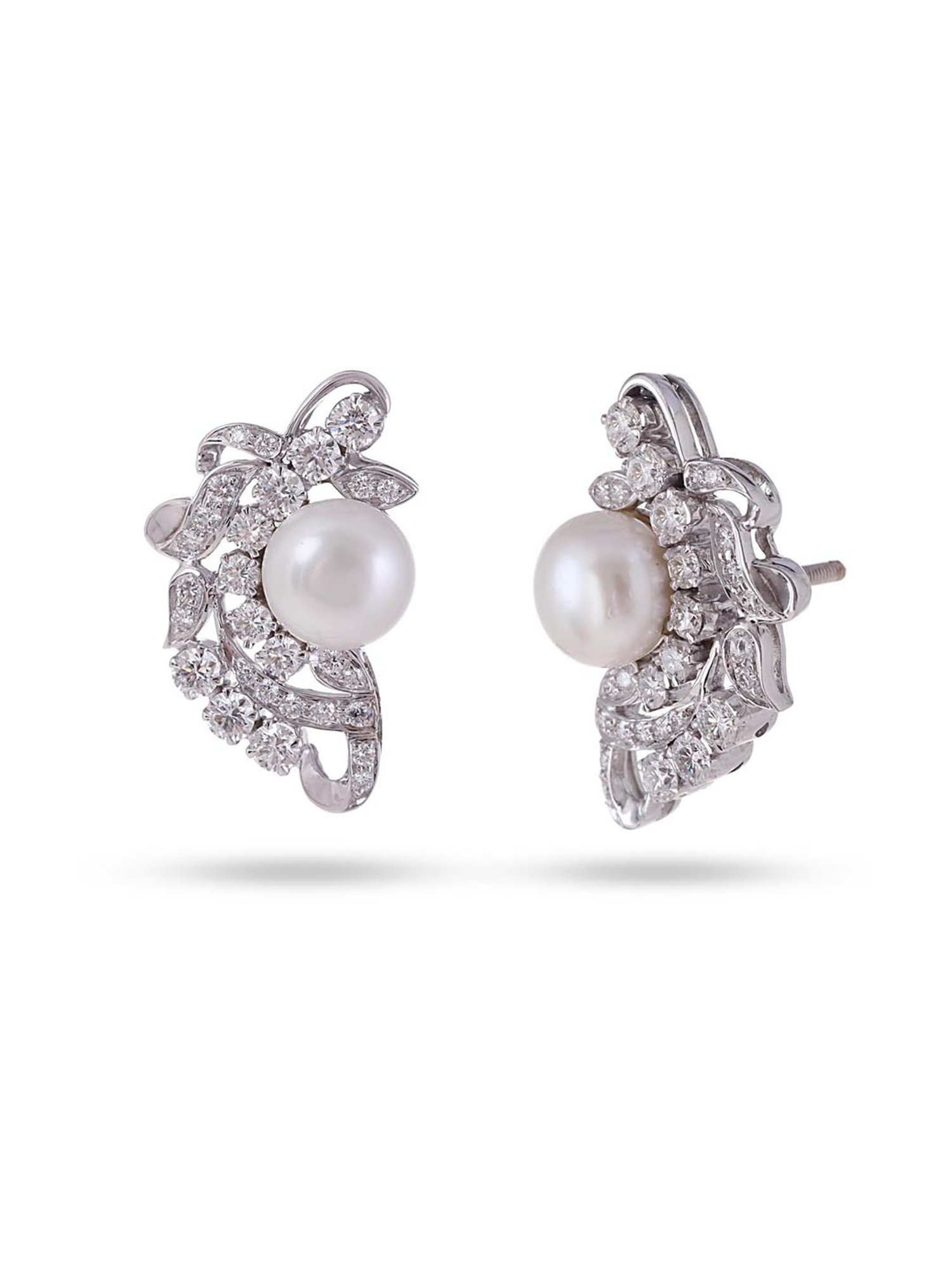 CKC 18k Gold & Diamond Earrings with White Rhodium Polish for Women