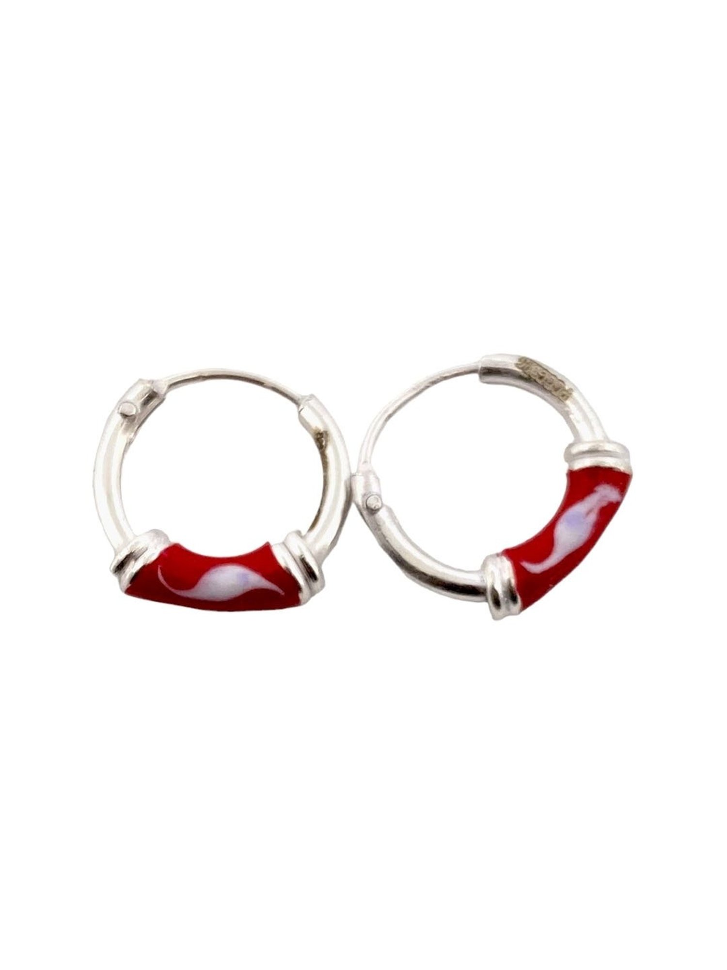 Rihi by P.C. Chandra Jewellers 92.5 Sterling Silver Red Hoop Earrings for Women & Girls