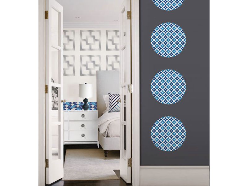 Carnaby Dots Blue Geometric Circle Wall Accent Stickers - Jonathan Adler..