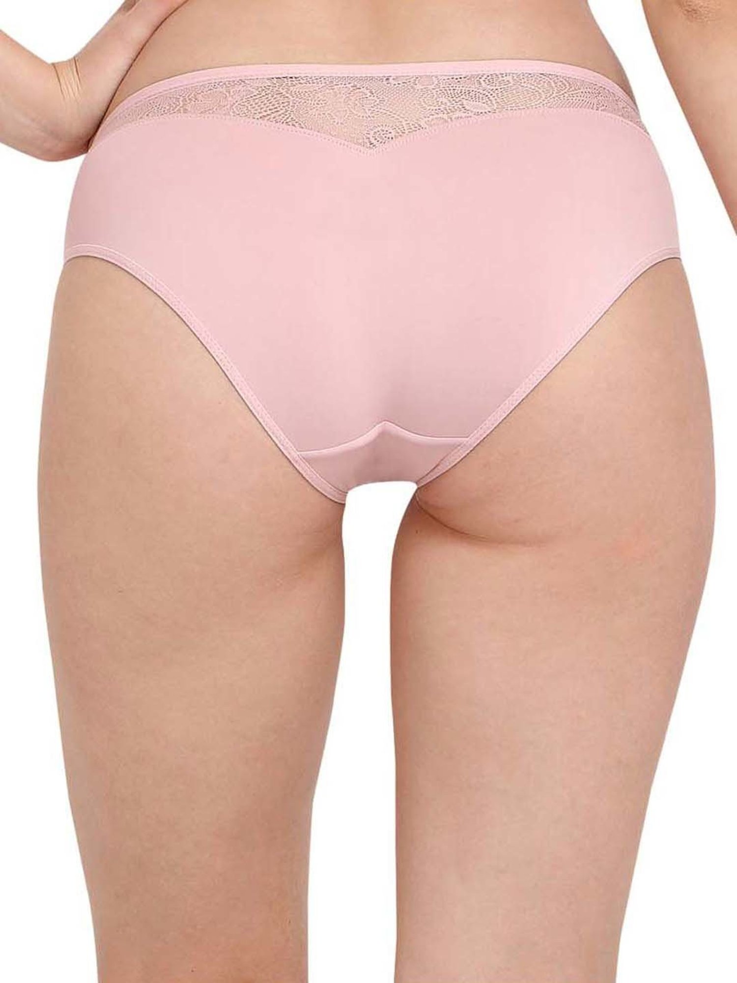 Soie Pink & Grey Lace Work Bikini Panties - Pack Of 2