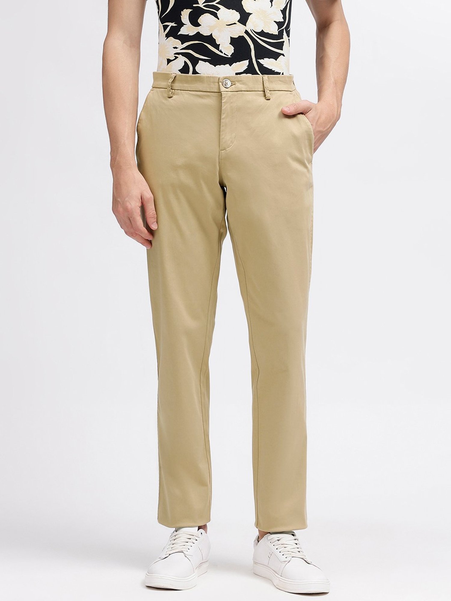 Bruun & Stengade Beige Regular Fit Flat Front Trousers