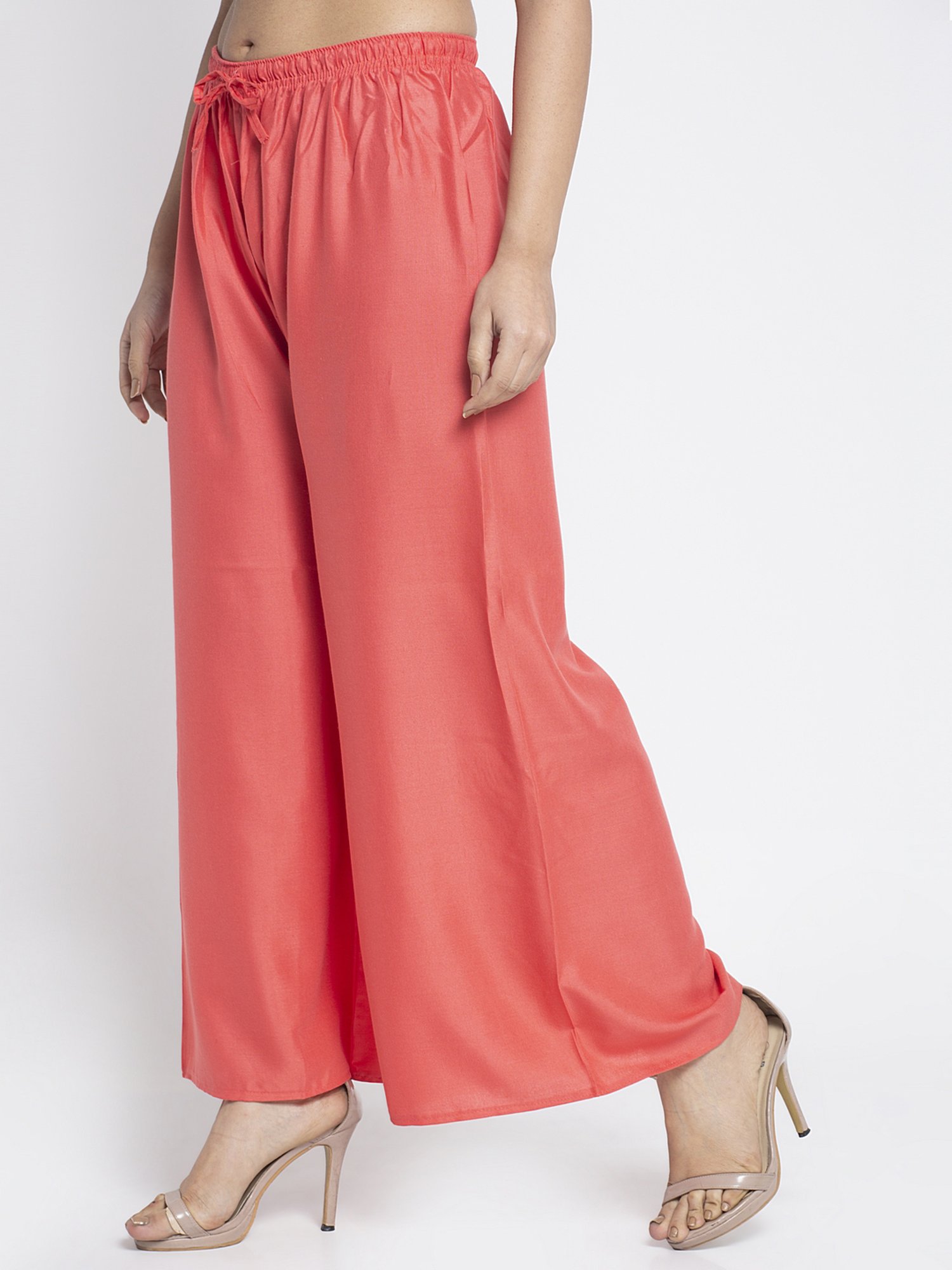 Gracit Coral & Turquoise Rayon Palazzos - Pack of 2