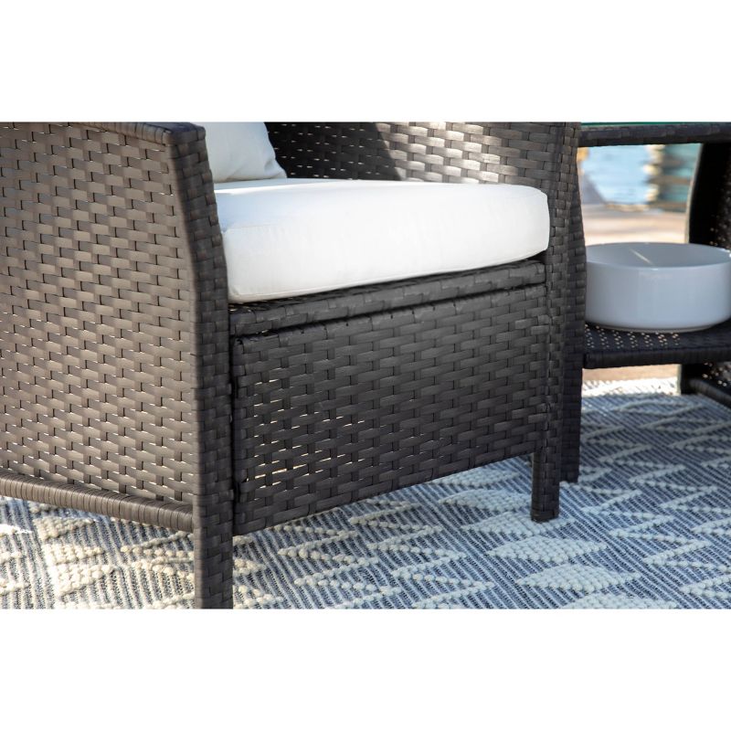 Malibu 3pc Outdoor Curved Wicker Bistro Set - Brown - Coaster