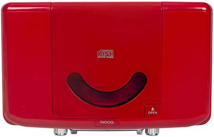 Crosley Corsair Tabletop Am/FM Bluetooth Radio with CD Player and Dual Alarm Clock, Red