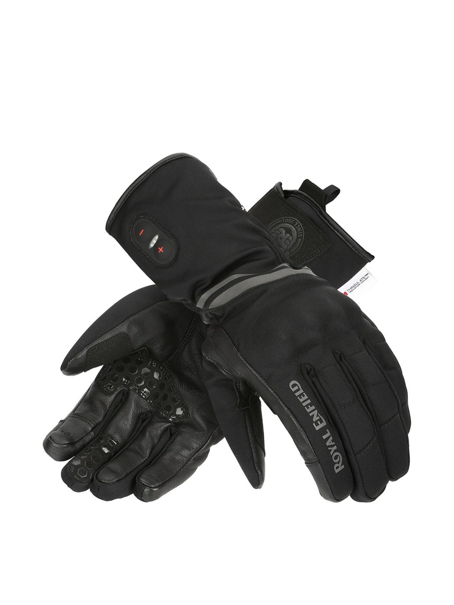 Royal Enfield Black Leather Solid Gloves