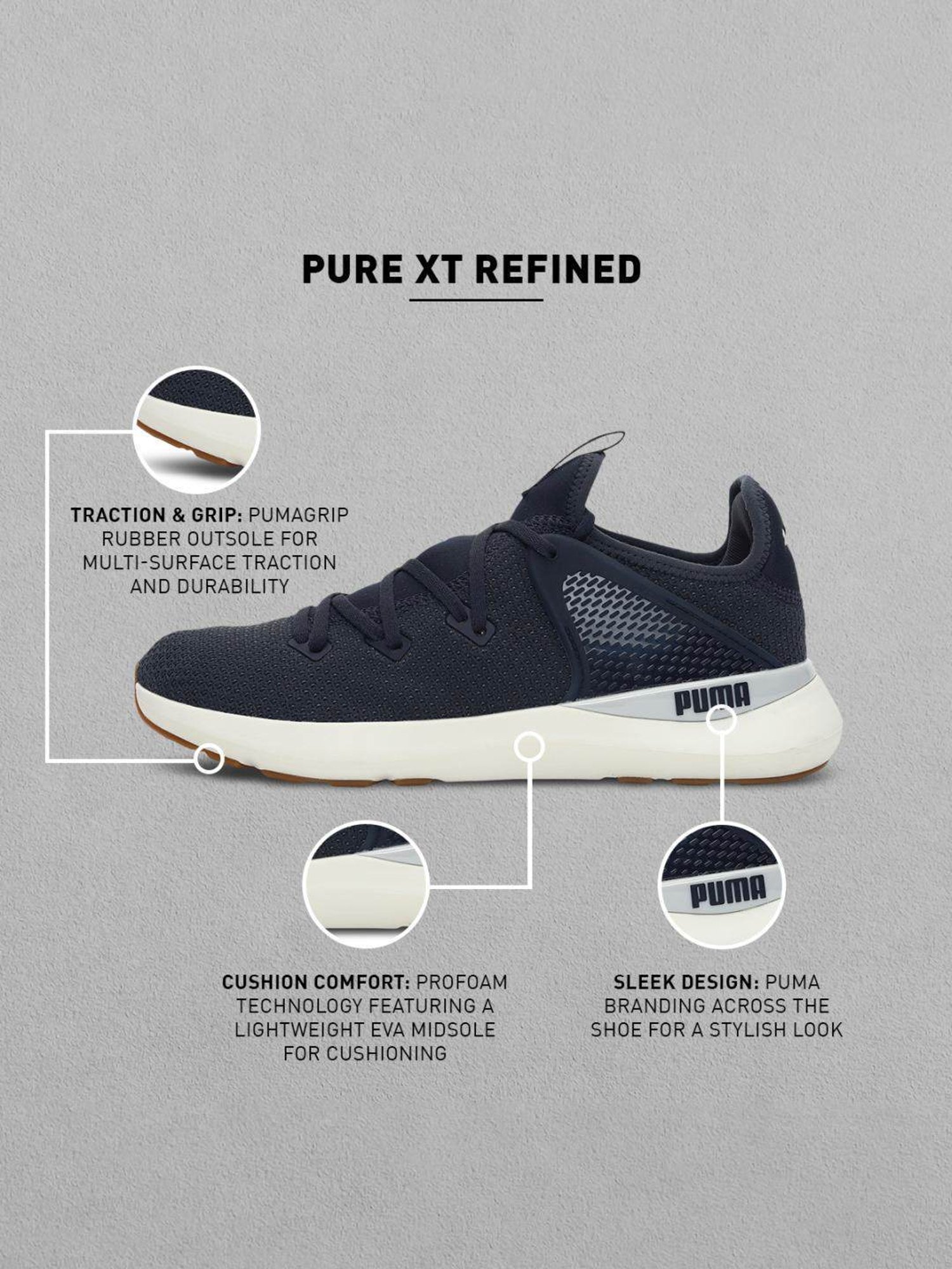 Puma Men's Pure XT Refined Midnight Black Training Shoes