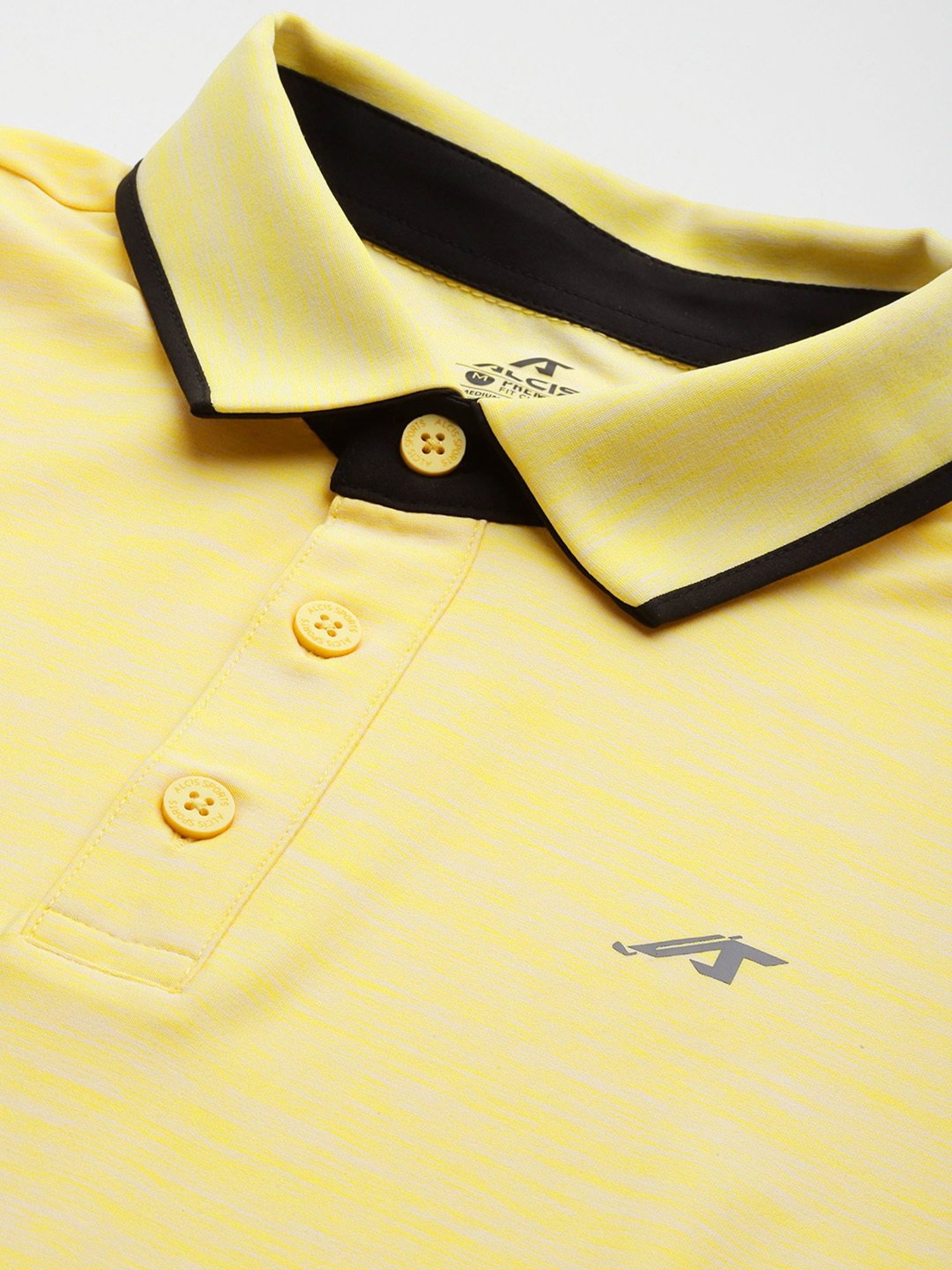 ALCIS Yellow Slim Fit Golf Polo T-Shirt