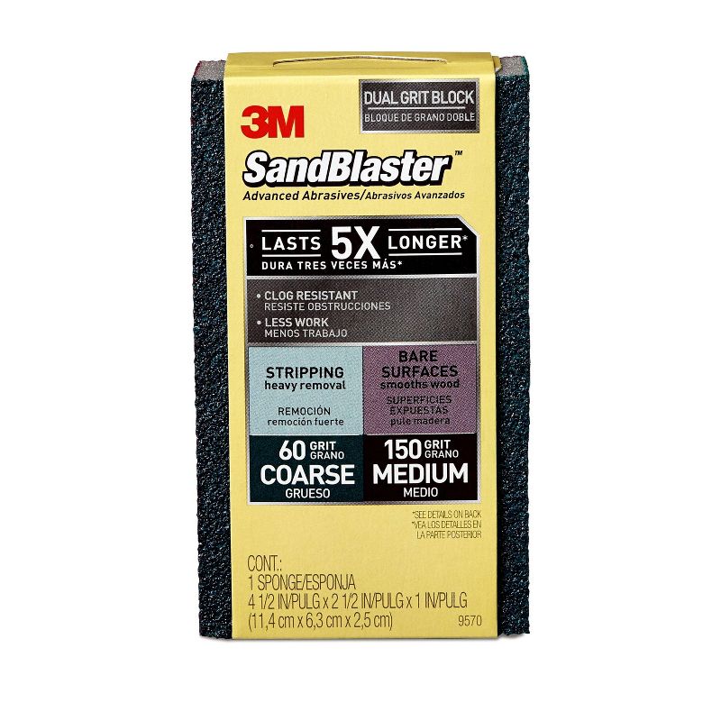 3M Company 60/150grit Dual Grit Sandblaster Sanding Sponge Coarse/Medium