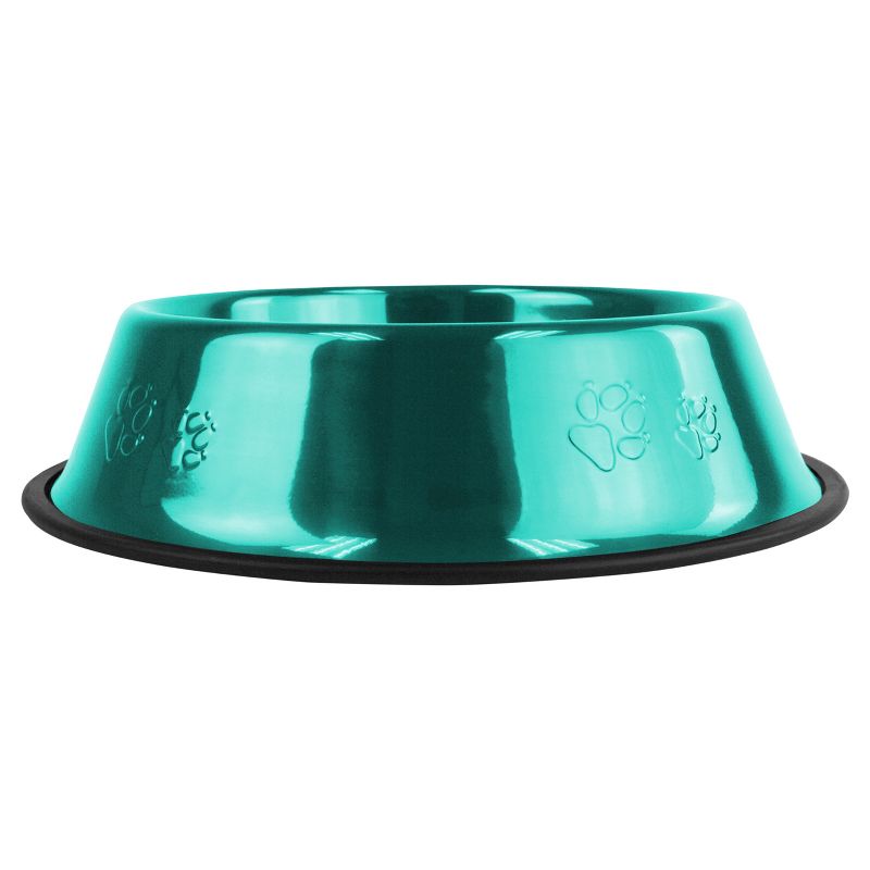 Platinum Pets Embossed Non-Tip Cat/Dog Bowl - Caribbean Teal - 10 Cup