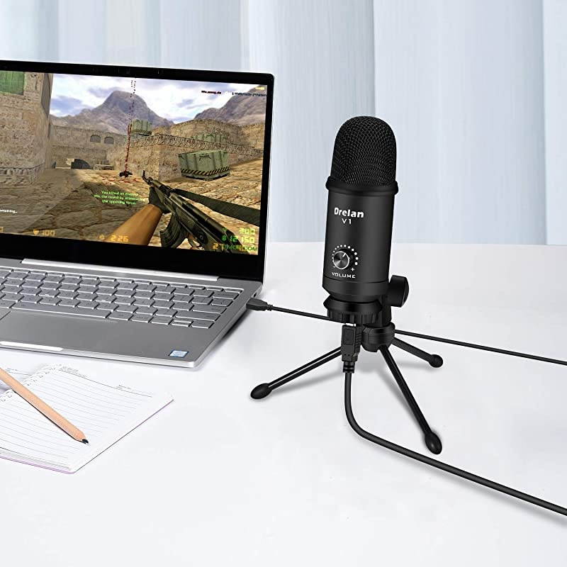 Microphone, Condenser Desktop Computer Mic 192KHZ/24BIT Plug & Play with Professional Sound Chipset, for PC Voice Recording,Podcasting,Skype,YouTube,Games,Google Voice Search