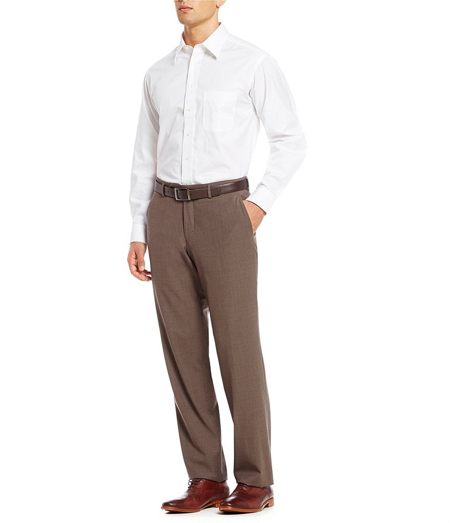 Psycho Bunny Non-Iron Modern Fit Spread Collar Solid Dress Shirt