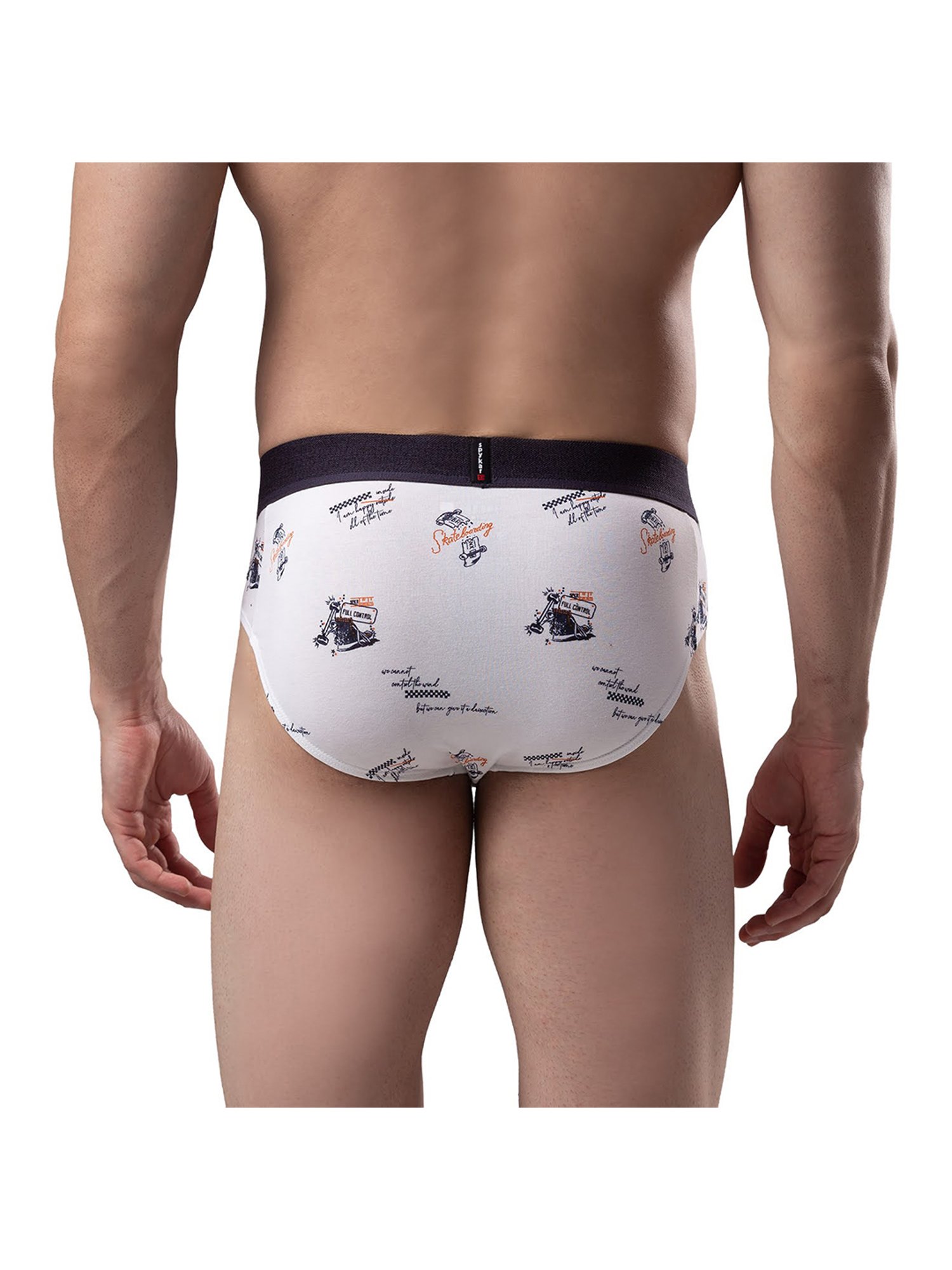 UnderJeans by Spykar White Printed Briefs - Pack of 2