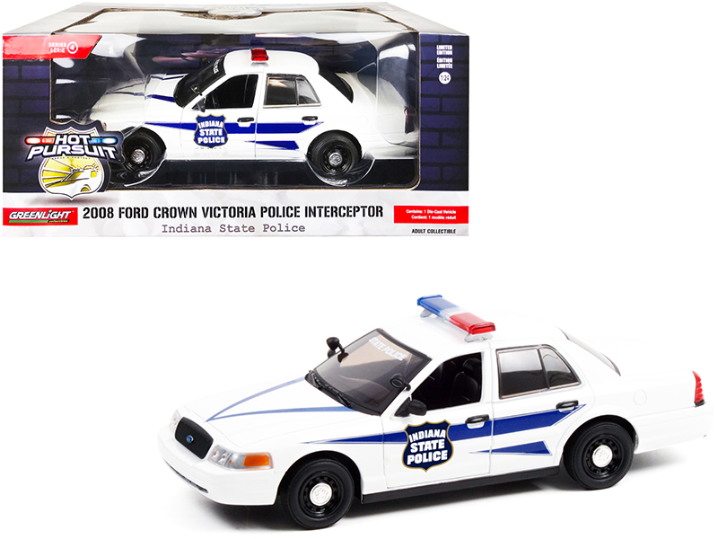 2009 Ford Crown Victoria Police Interceptor White with Yellow and Red Stripes "Illinois State Police" "Hot Pursuit" Series 10 1/24 Diecast Model Car by Greenlight