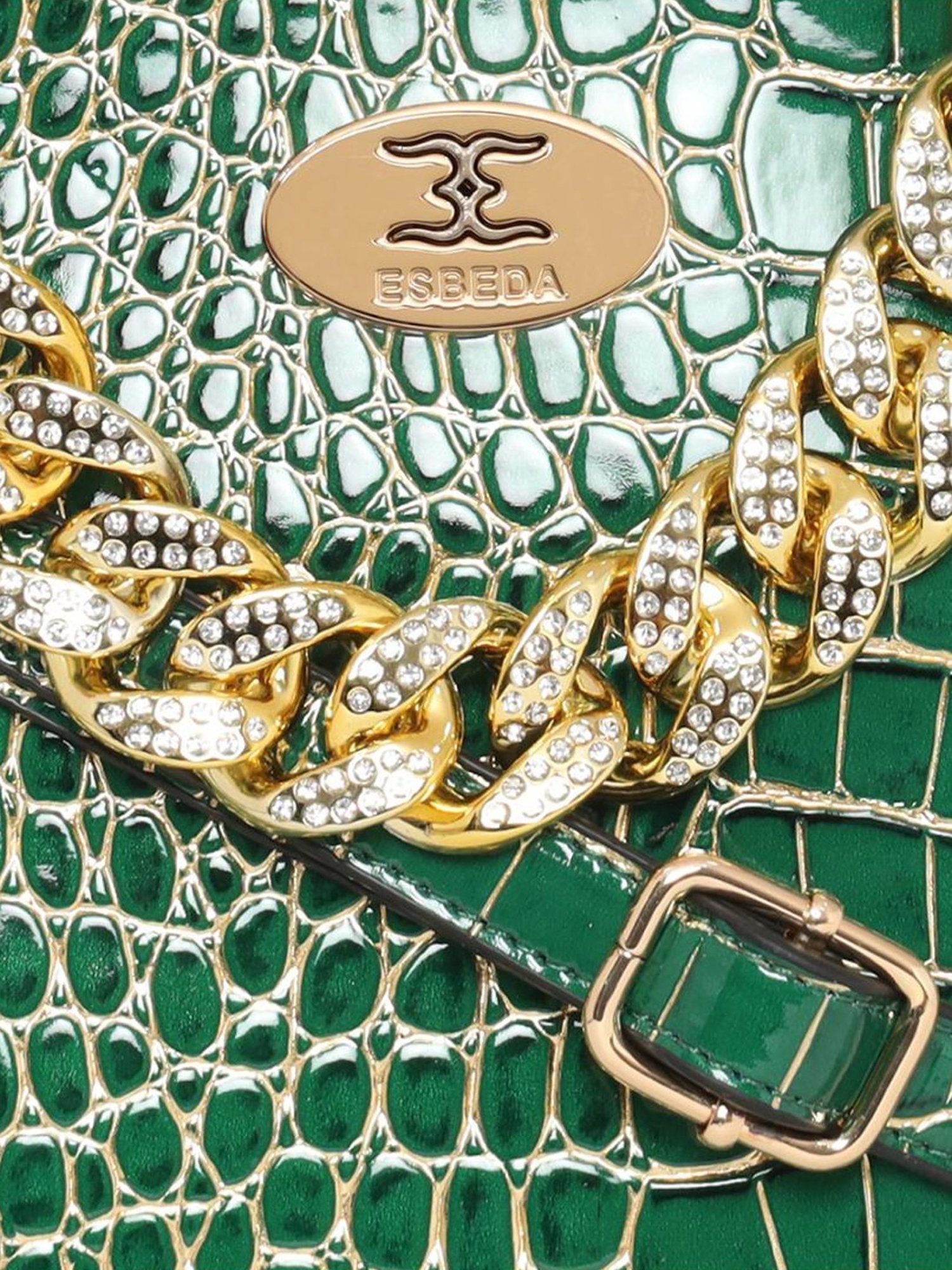 Esbeda Green Textured Medium Handbag