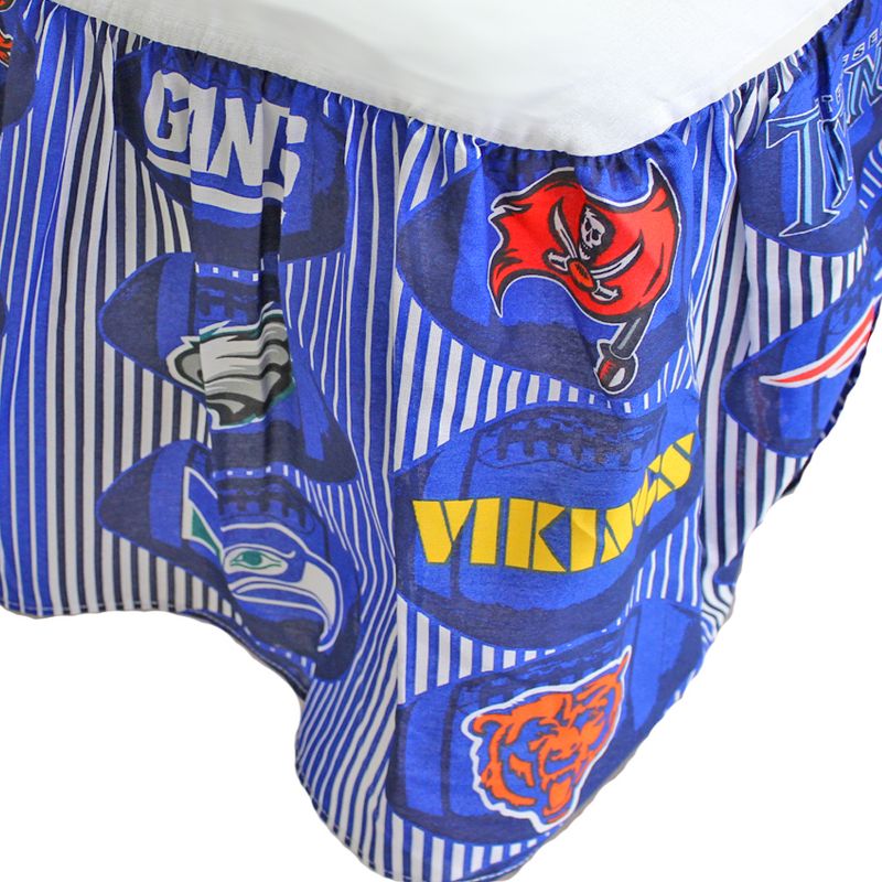 Football Fever Twin Bedskirt All Football Teams Logo Bedding Accessory - NFL.