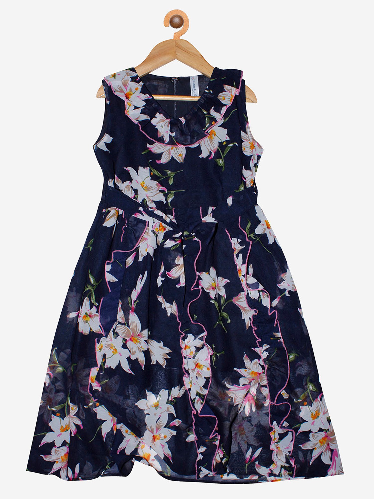 Kiddopanti Kids Navy Floral Print Dress
