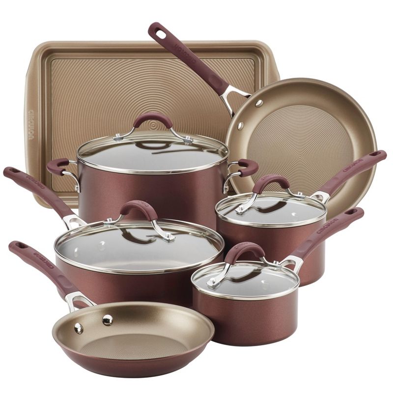 Circulon Innovatum 10pc Hard-Anodized Nonstick Cookware Set + Bonus Cookie Pan Merlot