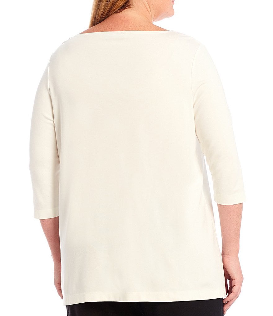 Bryn Walker Plus Size Piera Ponti Elbow 3/4 Sleeve Boat Neck Shirt