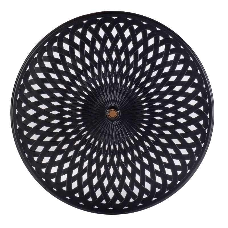 5pc Westbury Cast Aluminum Dining Set with Umbrella Hole Round Table & 4 Stackable Arm Chairs - Alfresco Home