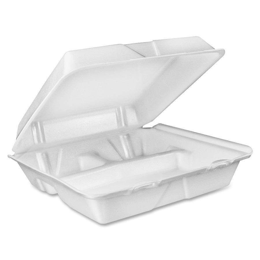 Dart 3-comprtmt Large Foam Closing Carryout Trays