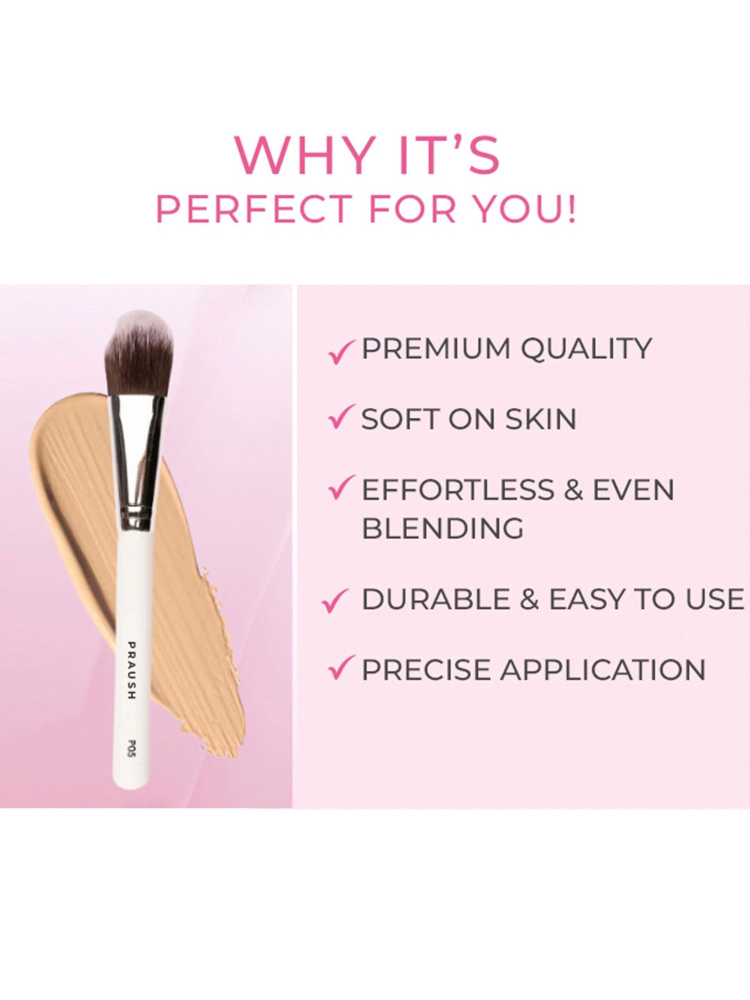 Praush Professional Flat Foundation Application Brush - P05