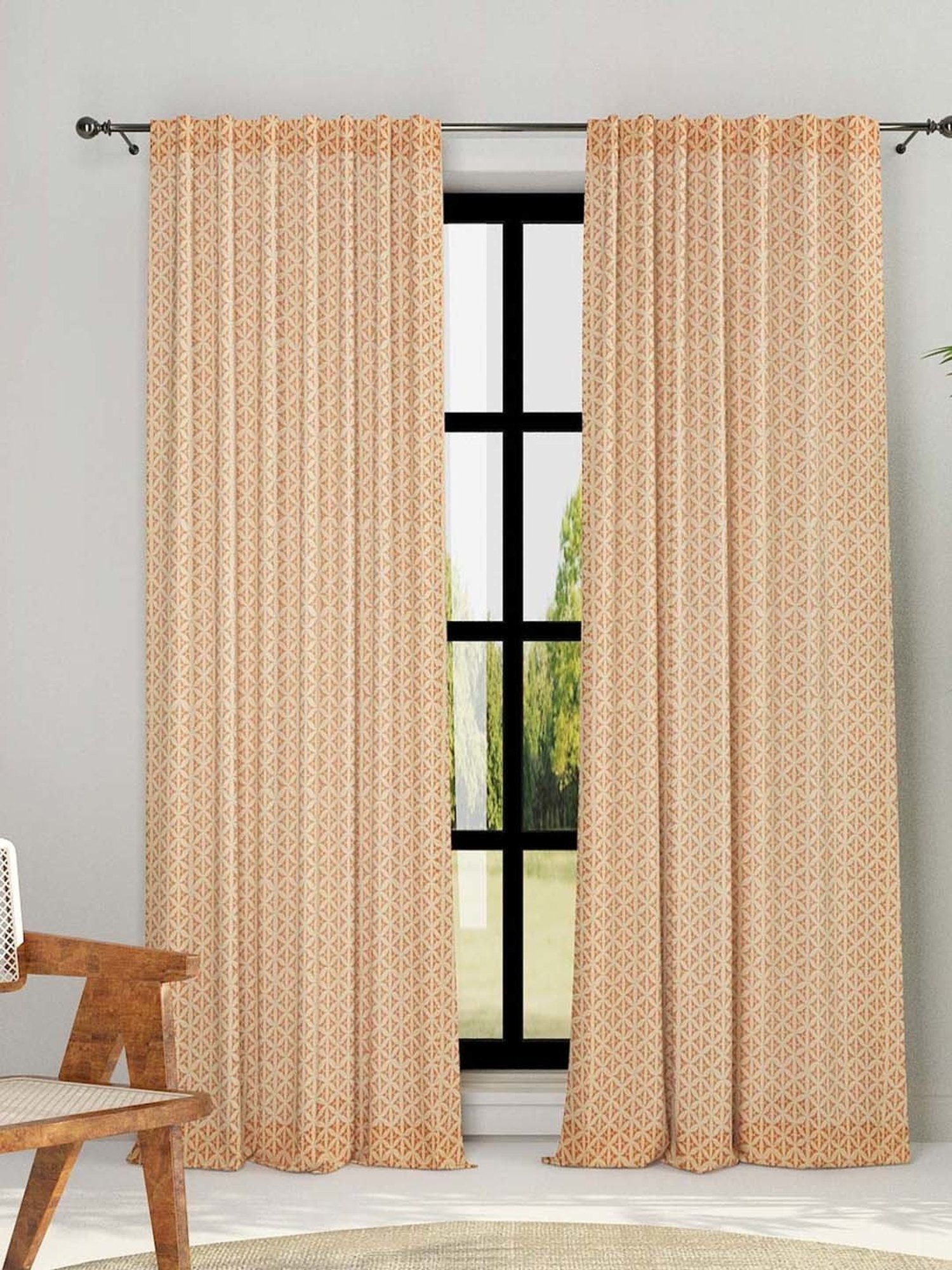 Fabindia Home Karwan Rust 62 GSM Cotton Curtain - 5 Feet