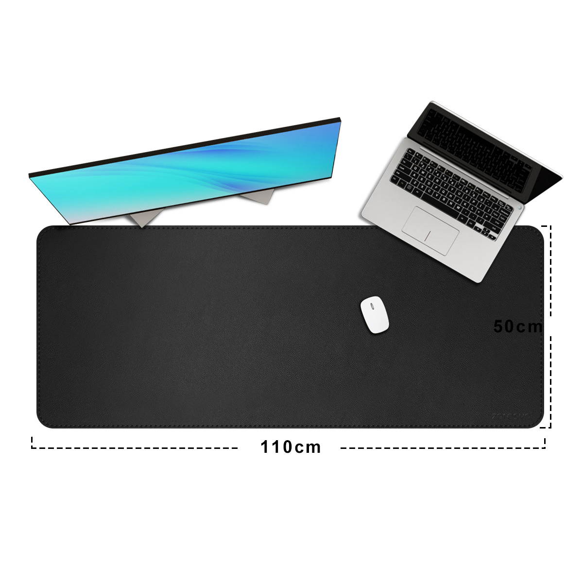 110*50cm Large PU Leather Gaming Mouse Mat Multifunctional Computer Keyboard Desk Pad Mousepad Desk Mat For Office and Home Using - Black